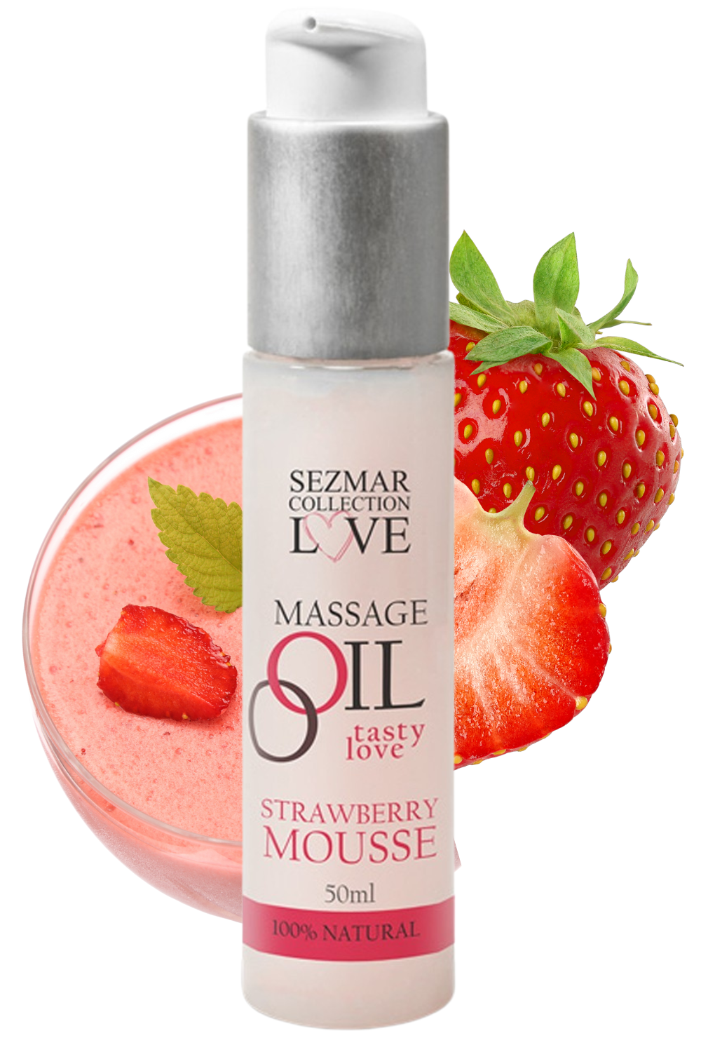 Huile de massage comestible mousse de fraise 50ml · Sezmar · vue 2