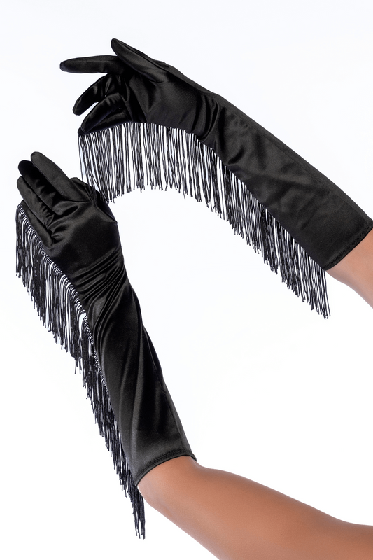 Une paire de gants noirs avec franges · Mapalé · vue 2