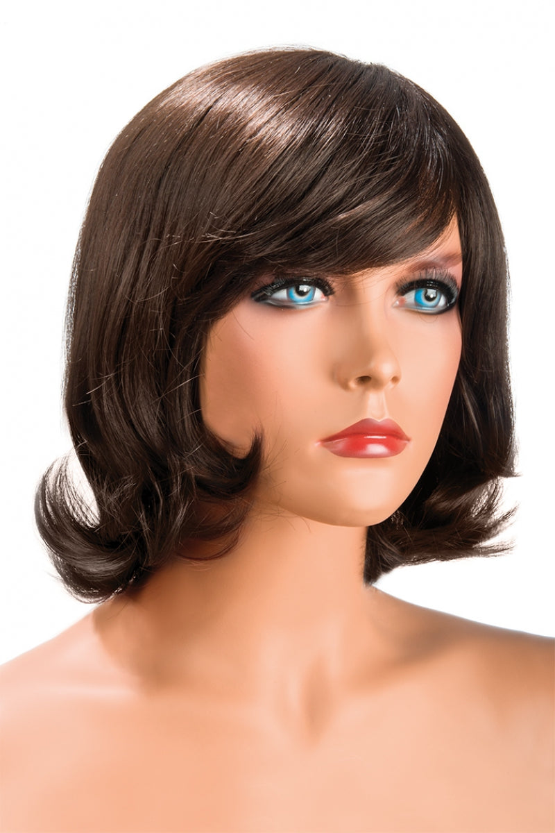 Perruque mi-longue bouclée Victoria châtain World Wigs