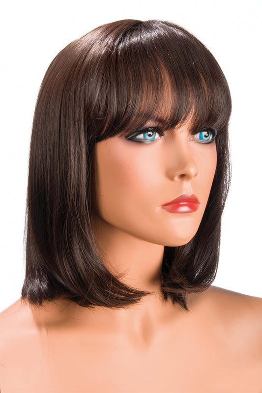 Perruque mi-longue à frange Camila châtain World Wigs