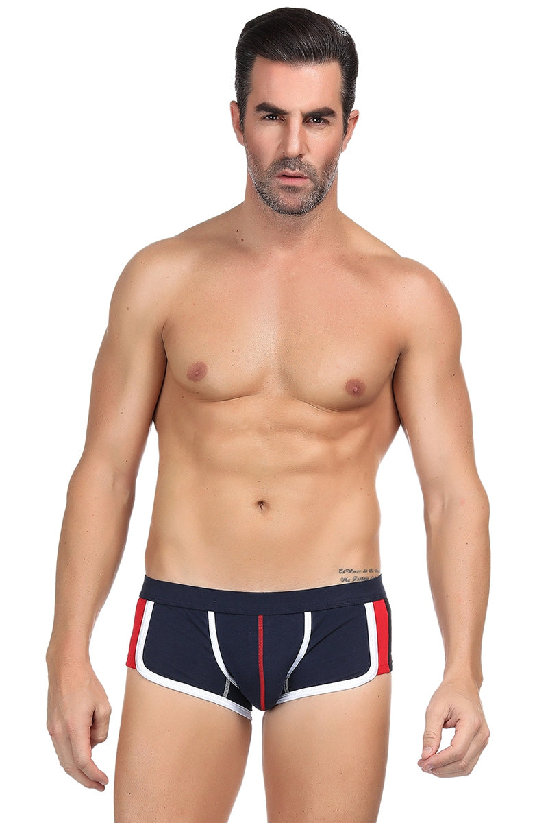Mini boxer homme tissu épais bleu à liserés Paris Hollywood