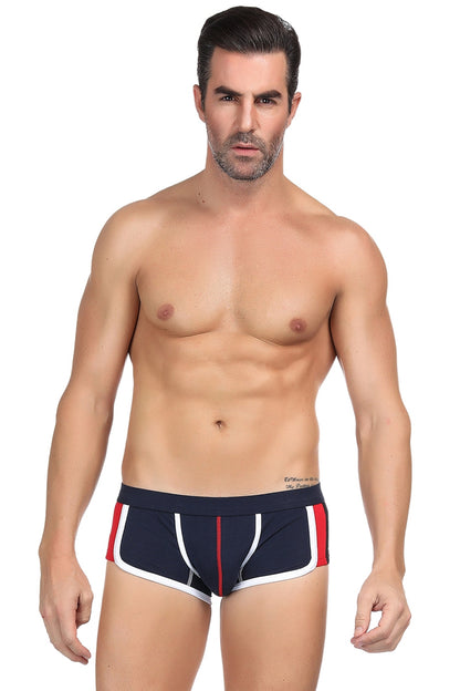 Mini boxer homme tissu épais bleu à liserés Paris Hollywood