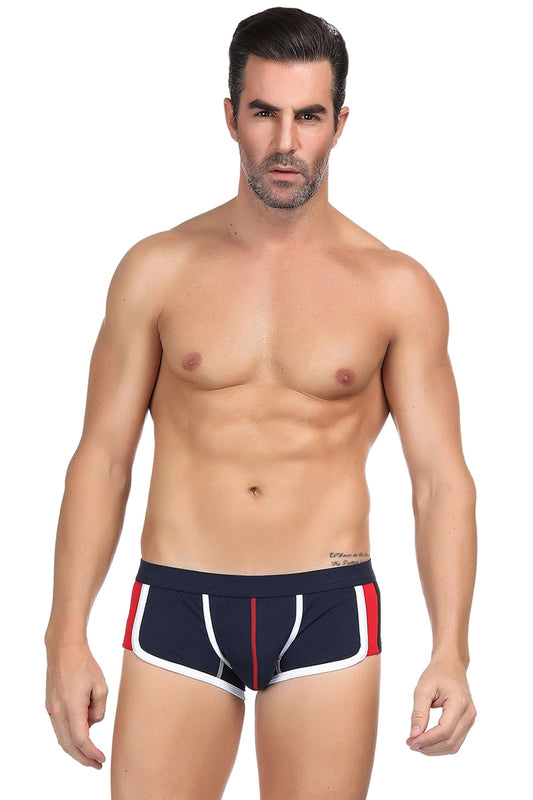 Mini boxer homme tissu épais bleu à liserés Paris Hollywood