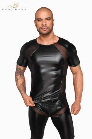 T-shirt wetlook et filet · Noir Handmade
