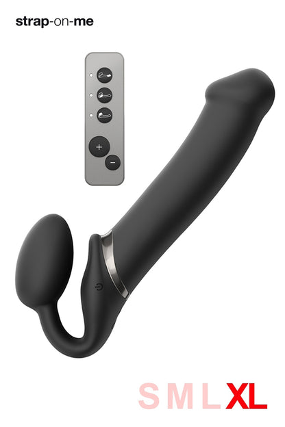 Gode ceinture vibrant télécommandé flexible noir Strap-on-Me