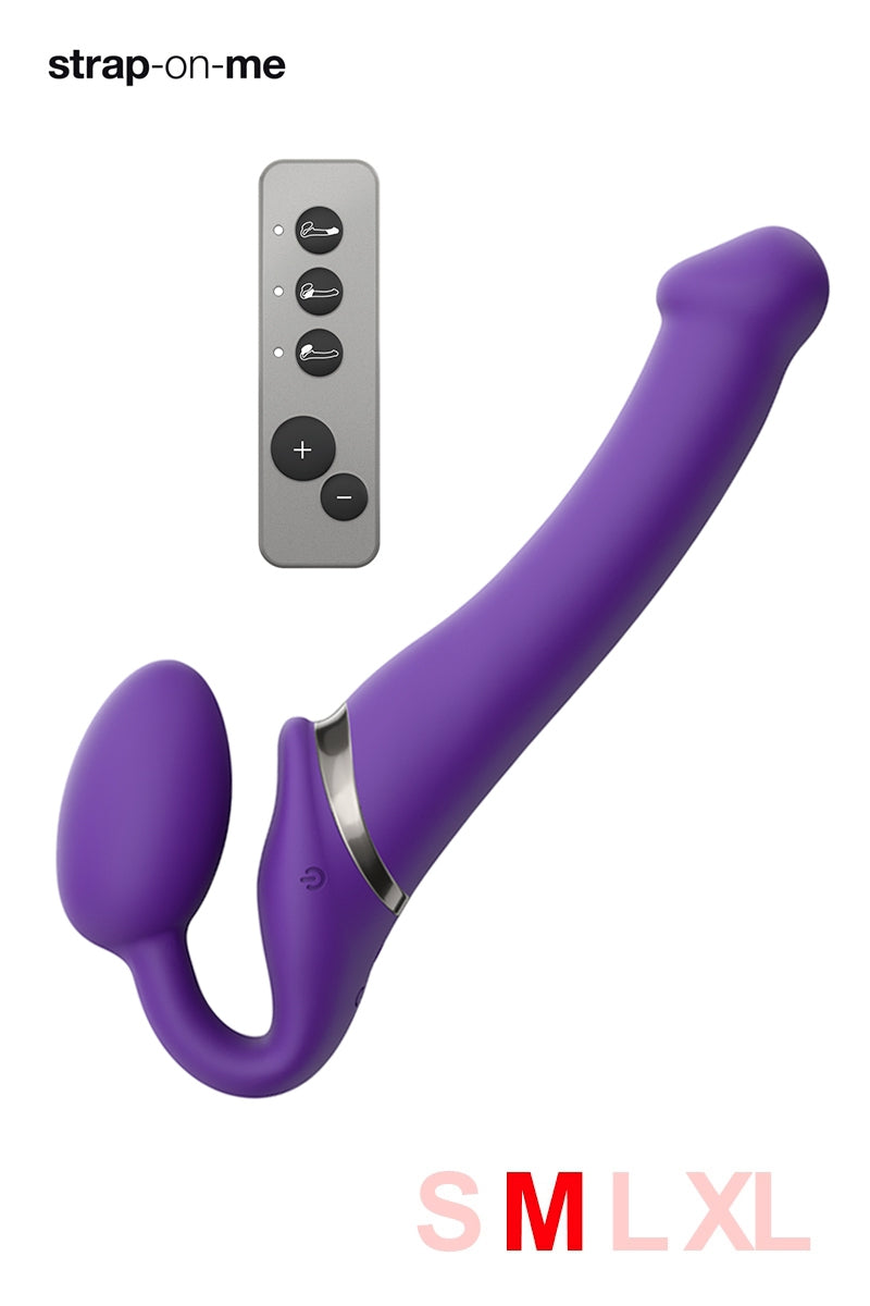 Gode ceinture vibrant télécommandé flexible violet Strap-on-Me