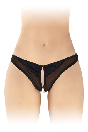 String ouvert avec perles Sophie noir · Fashion Secret