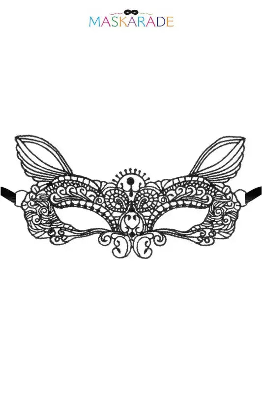 Masque sexy Loup broderie souple Pleine Lune, élégant avec oreilles de chat pour soirées coquines.