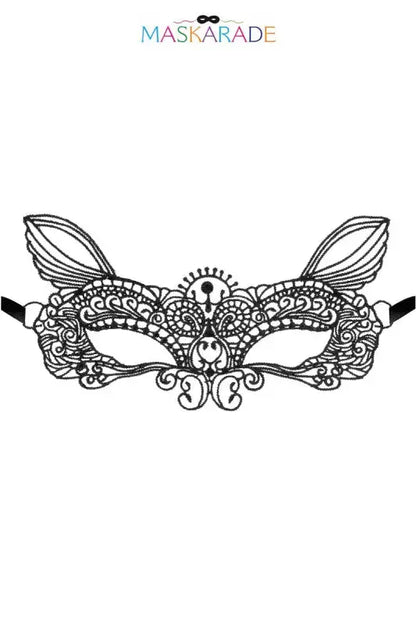 Masque sexy Loup broderie souple Pleine Lune, élégant avec oreilles de chat pour soirées coquines.