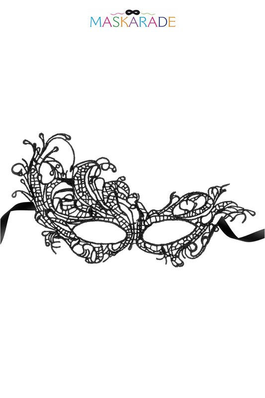 Loup brodé en dentelle souple Aurore noir Maskarade