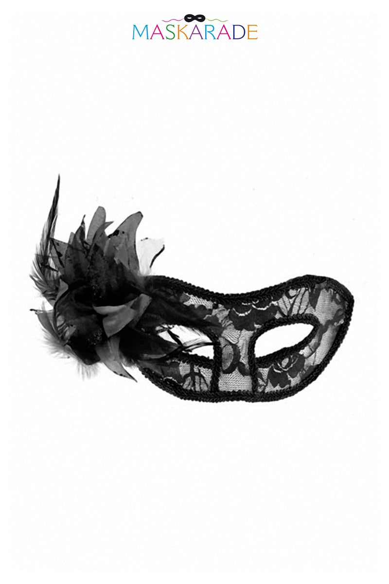 Loup semi-rigide en dentelle à fleur La Traviata Maskarade