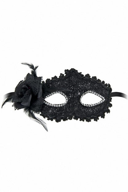 Loup vénitien semi-rigide noir à strass Bella Figura Maskarade