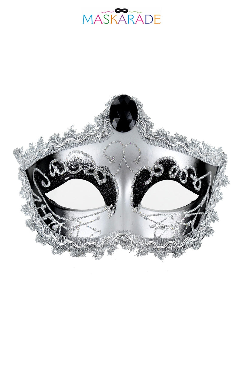 Loup rigide argenté à bijou Nozze di Figaro Maskarade