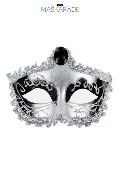 Loup rigide argenté à bijou Nozze di Figaro Maskarade