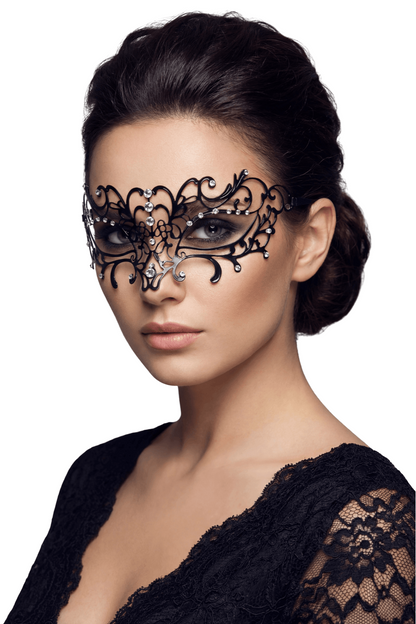 Masque vénitien rigide à strass Elena noir Be Lily
