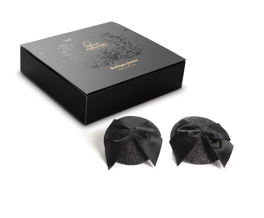Cache-tétons Burlesque Noeud et Paillettes Noir · Bijoux Indiscrets