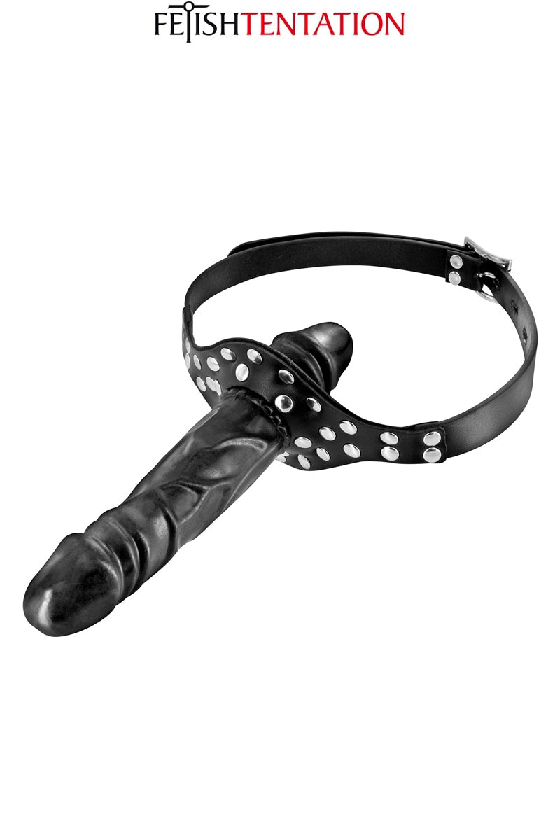 Bâillon double gode réglable noir Fetish Tentation