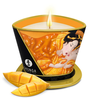 Bougie de massage lueur et caresses Mangue · Shunga