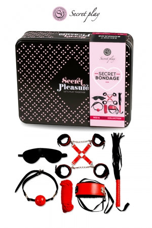 Kit BDSM 8 pièces Rouge & Noir · Secret Play