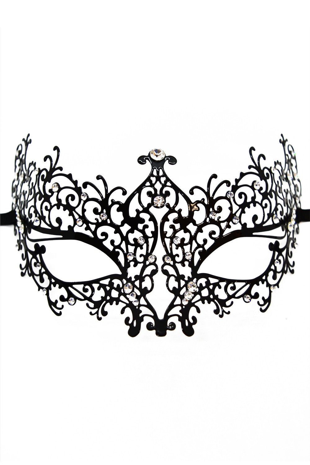 Masque vénitien rigide à strass Chiara noir Be Lily
