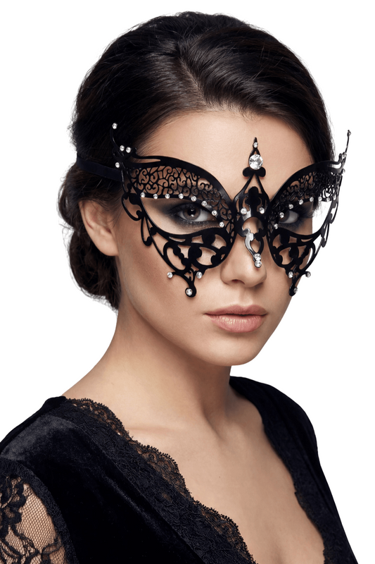 Masque vénitien rigide à strass Alida noir Be Lily