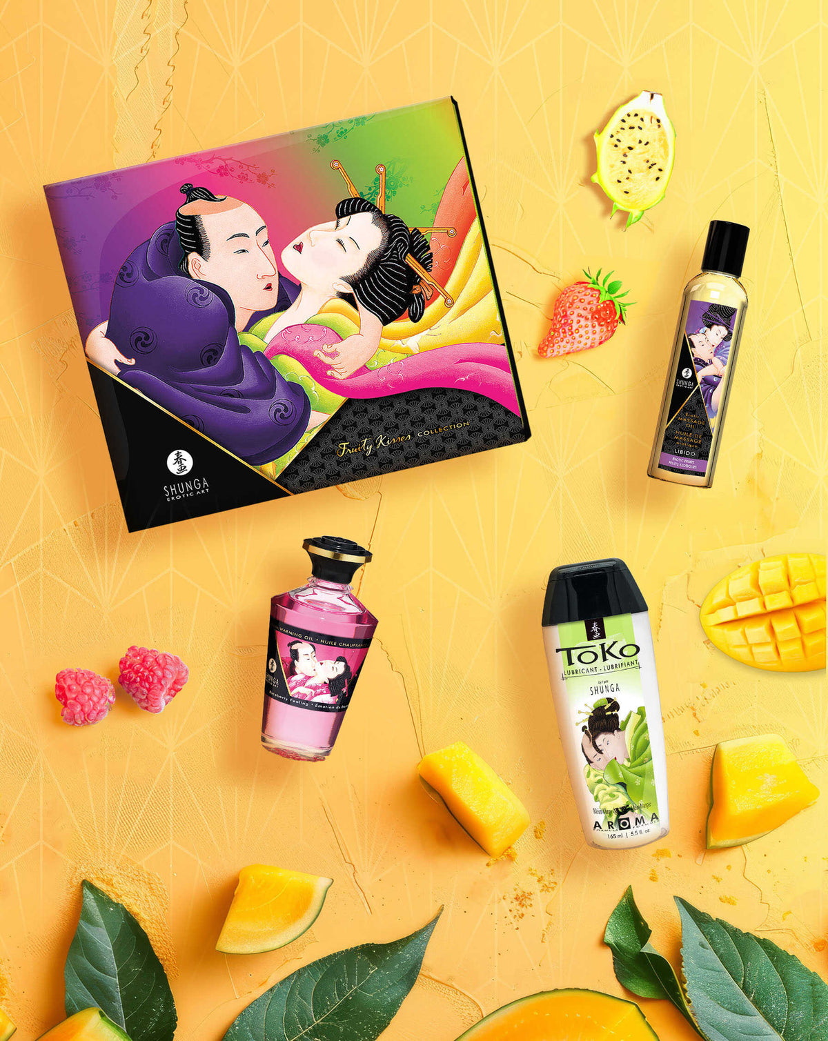 Coffret de 3 produits intimes fruités Baisers fruités Shunga