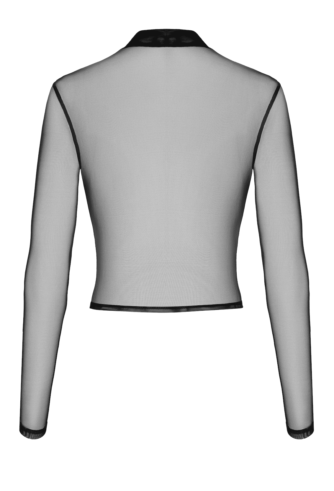 Top court en tulle transparent floqué noir Noir Handmade