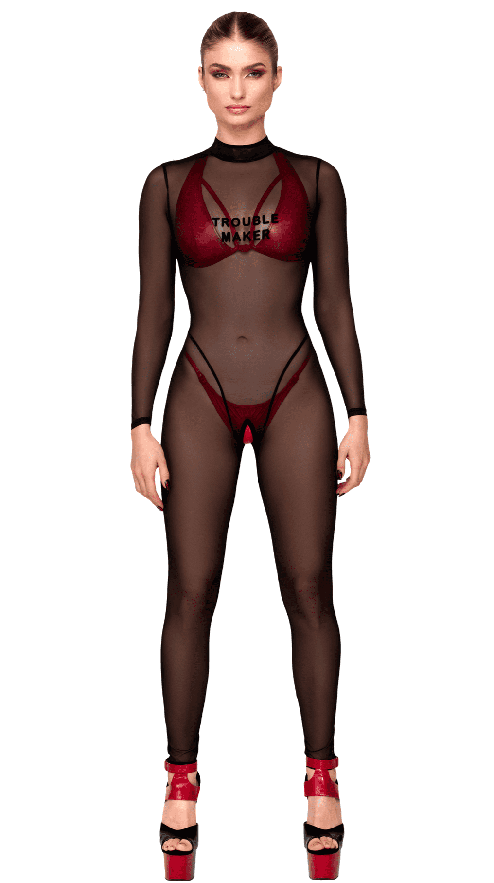 Catsuit transparent noir · Noir Handmade · vue 4