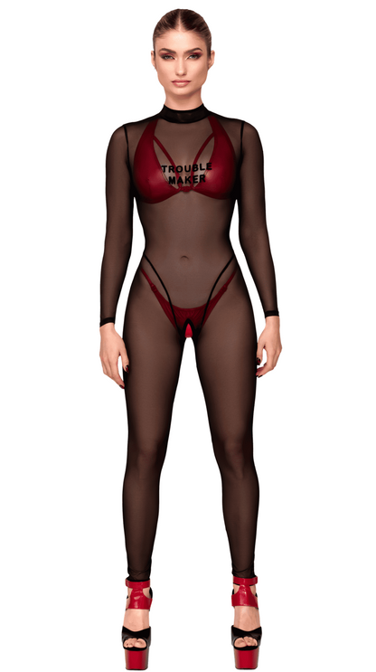 Catsuit transparent noir · Noir Handmade · vue 4