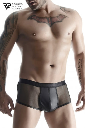 Boxer noir wetlook et mesh · Regnes
