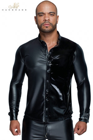 Chemise wetlook et vinyle · Noir Handmade