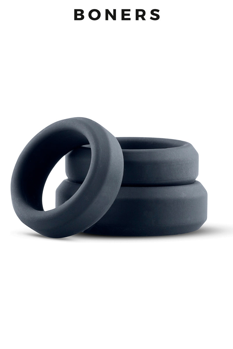Kit de 3 cockrings larges en silicone Boners