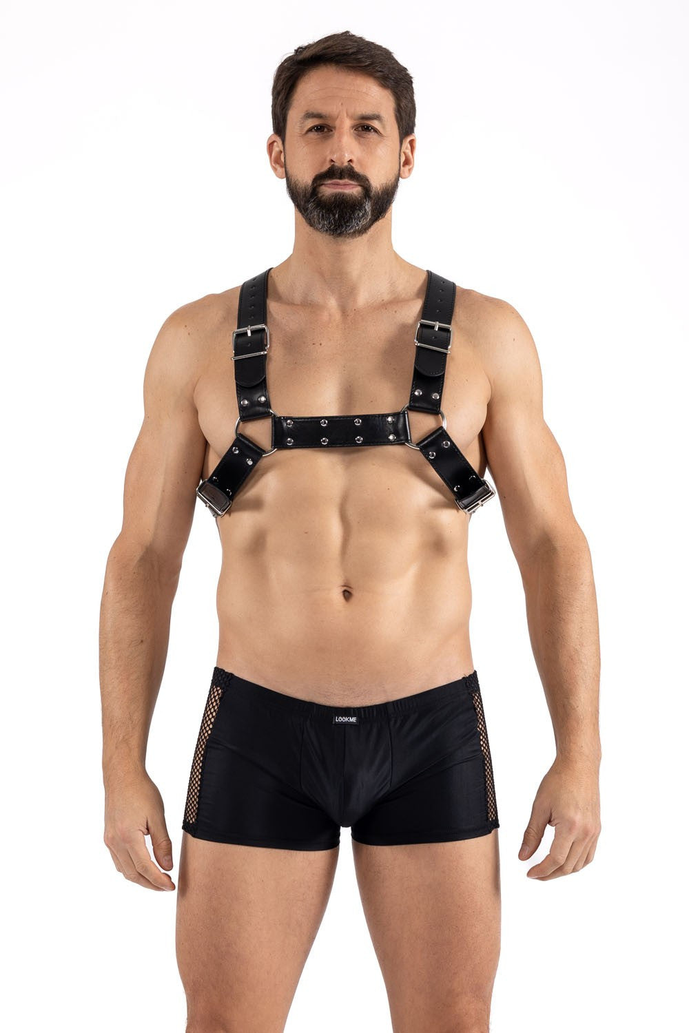 Harnais homme simili cuir avec sangles croisées dans le dos · Look Me