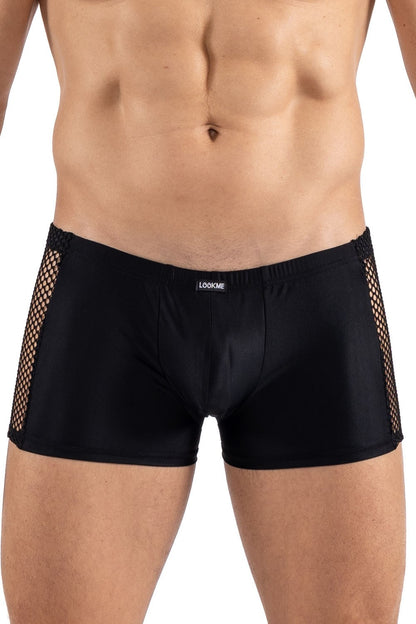 Boxer noir opaque côtés en résille brodée Daring Look Me