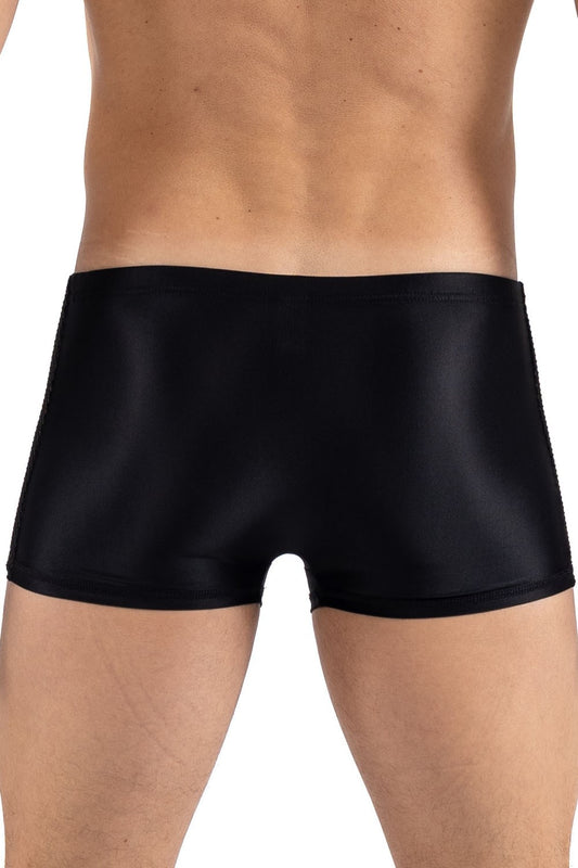 Boxer noir opaque côtés en résille brodée Daring Look Me