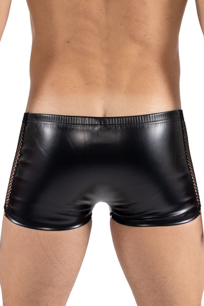 Boxer aspect simili cuir côtés résille Black Desire noir Look Me