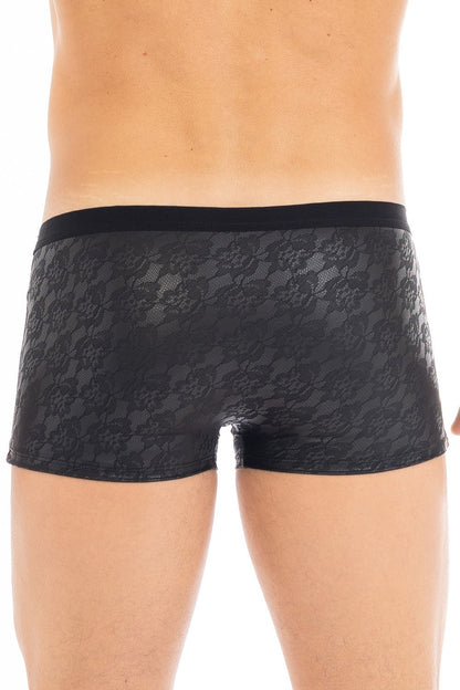 Boxer en simili cuir impression dentelle Pleasure noir Look Me