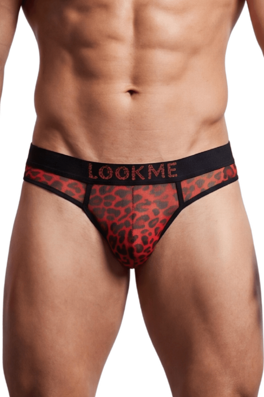 String en résille imprimé léopard rouge · Look Me