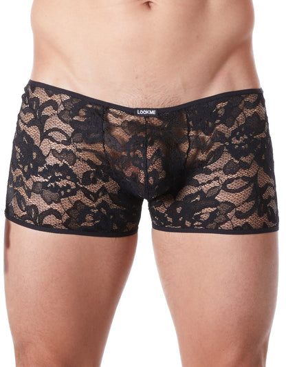 Boxer en fine dentelle légère transparence Sensuality noir Look Me