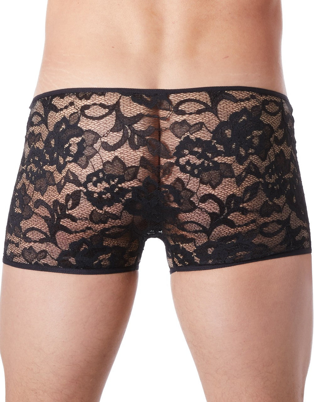 Boxer en fine dentelle légère transparence Sensuality noir Look Me
