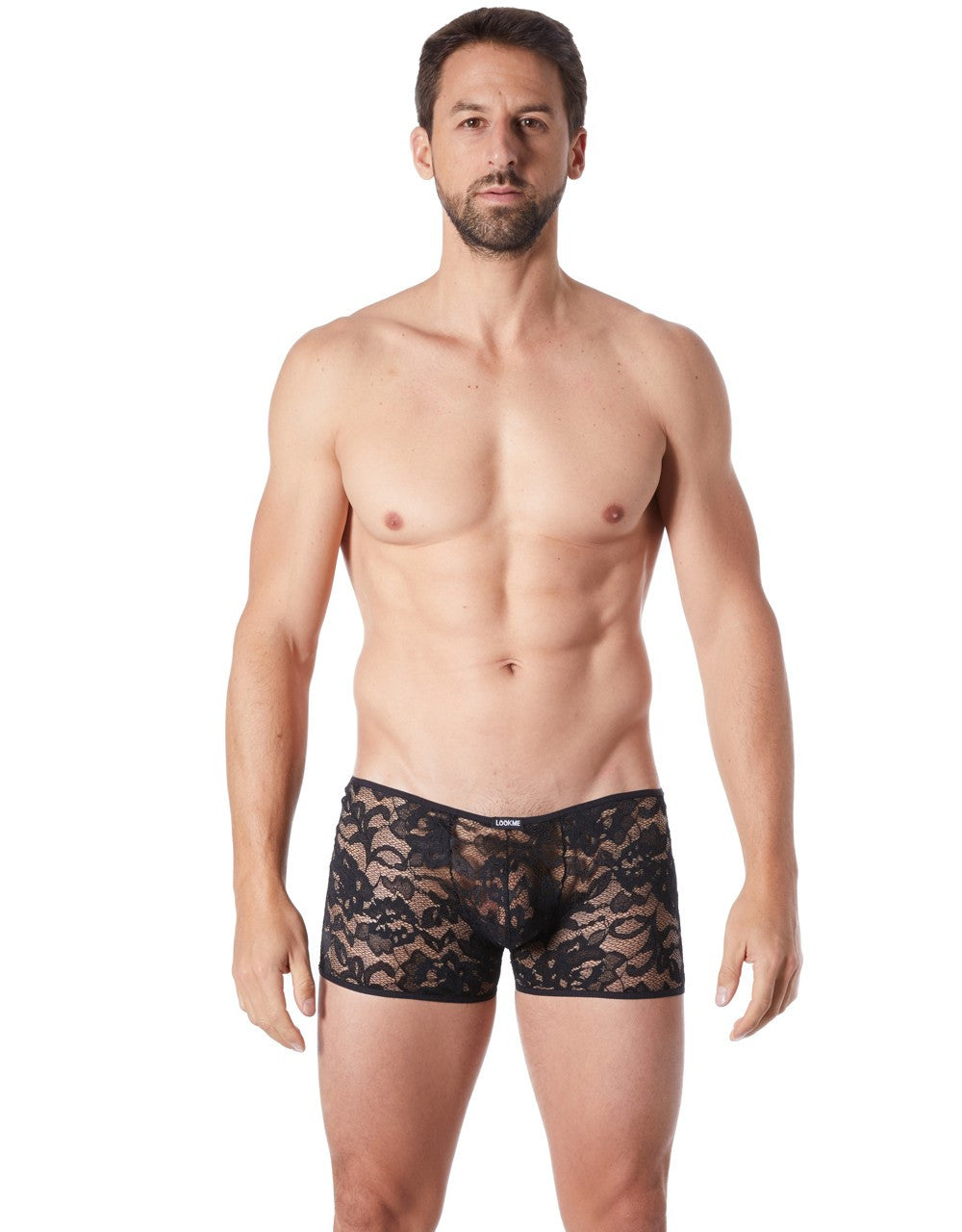 Boxer en fine dentelle légère transparence Sensuality noir Look Me