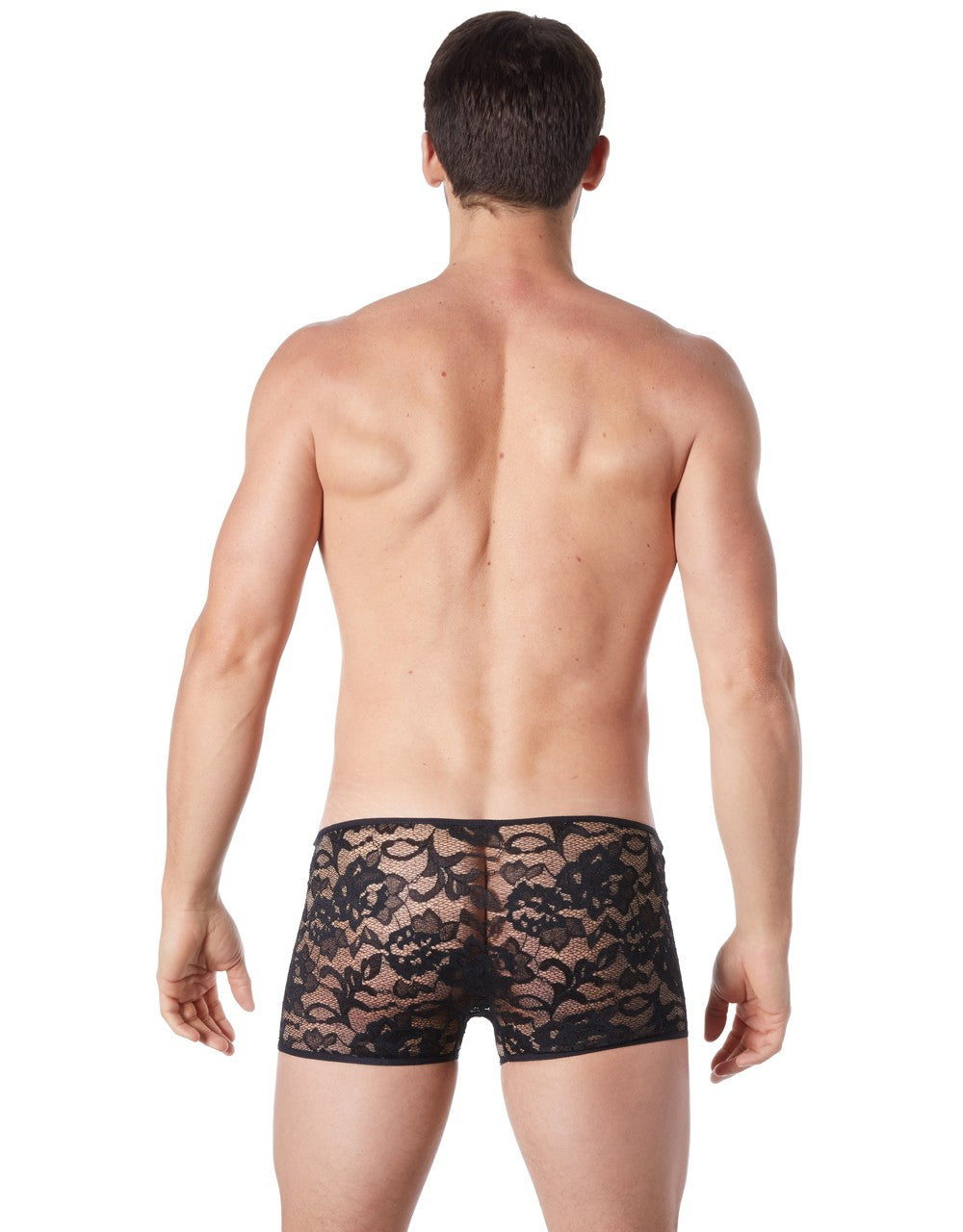 Boxer en fine dentelle légère transparence Sensuality noir Look Me