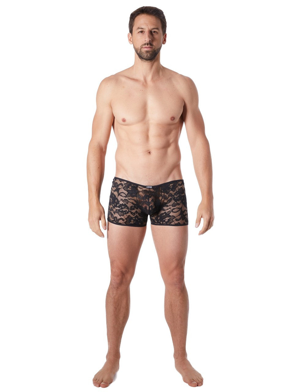 Boxer en fine dentelle légère transparence Sensuality noir Look Me