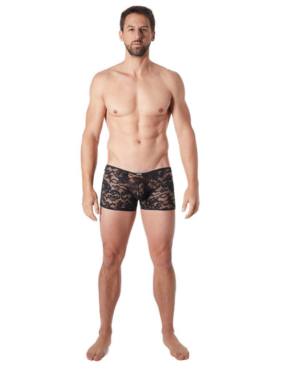 Boxer en fine dentelle légère transparence Sensuality noir Look Me