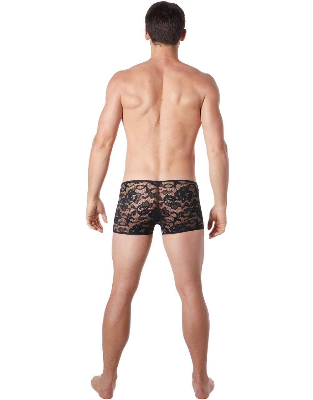 Boxer en fine dentelle légère transparence Sensuality noir Look Me