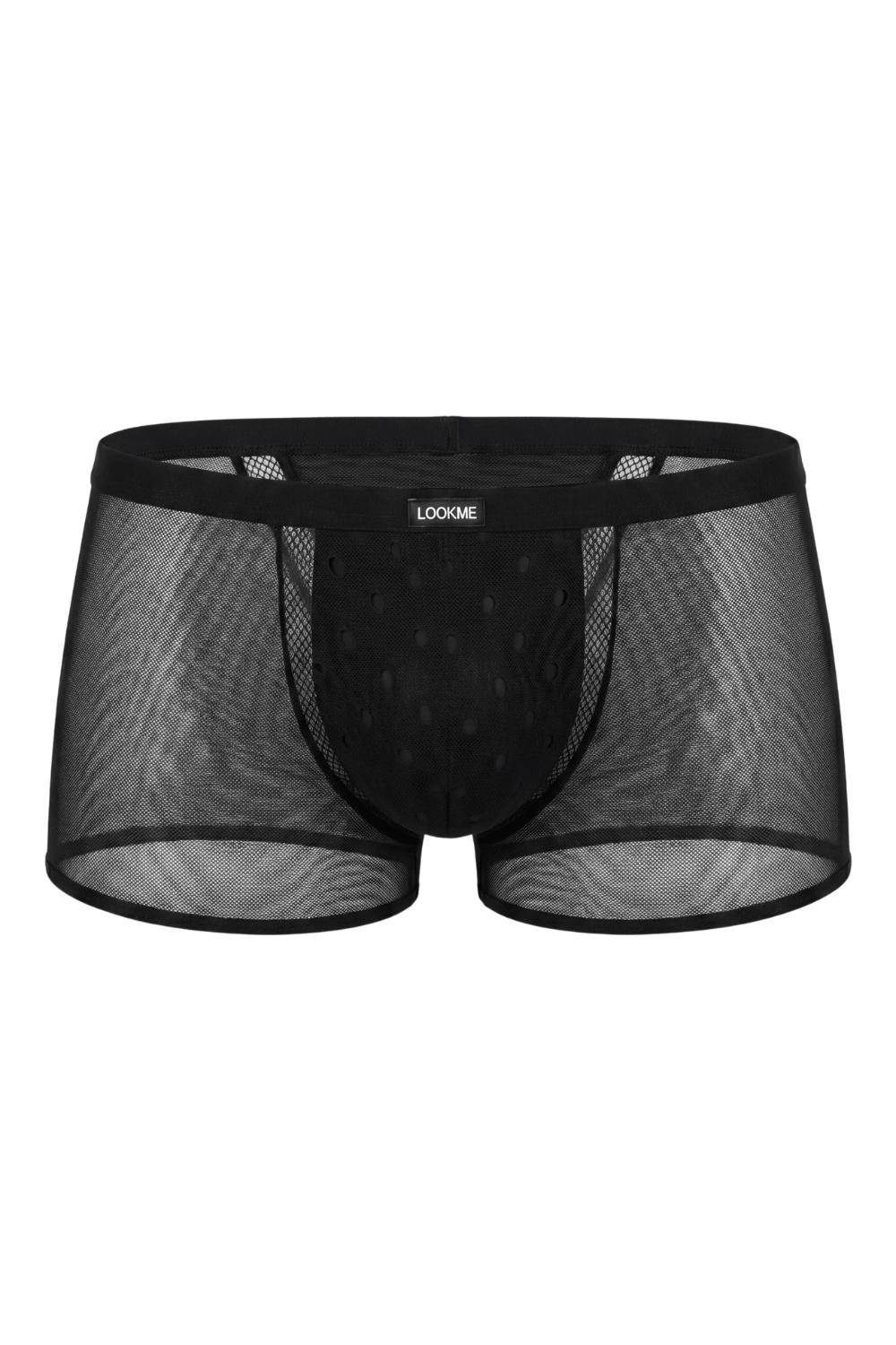 Boxer taille basse à pois et résille noir Look Me