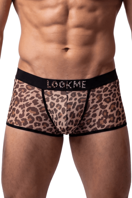Boxer en résille transparente imprimé léopard Look Me