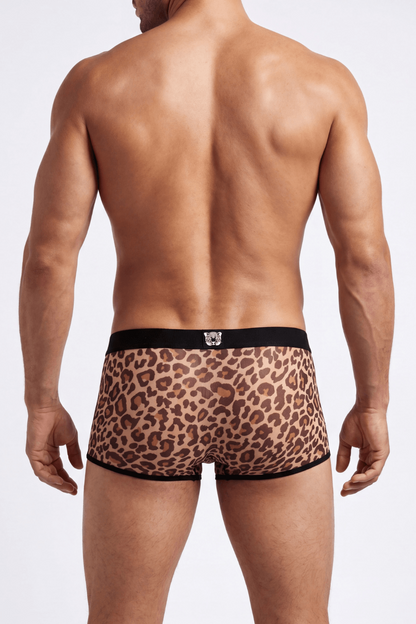 Boxer en résille transparente imprimé léopard Look Me