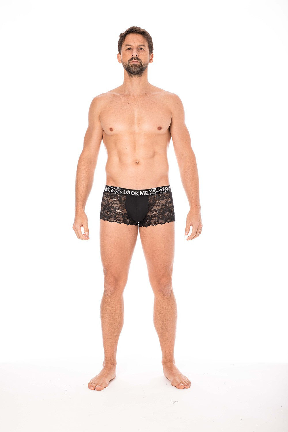 Boxer en dentelle fine florale Lace noir Look Me