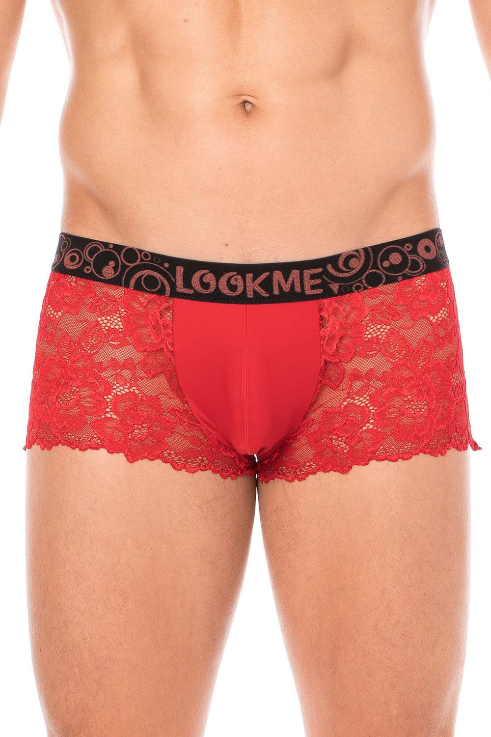 Boxer en dentelle fine florale Lace rouge Look Me